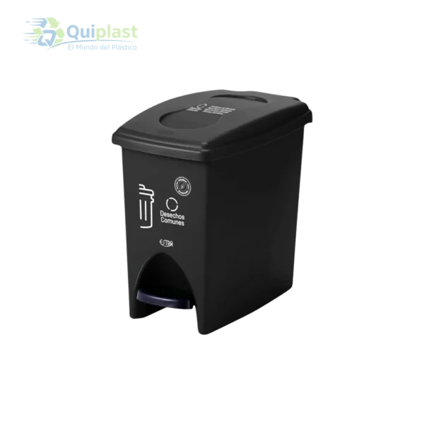 Basurero 10 lt con pedal color negro reciclaje, consultorios