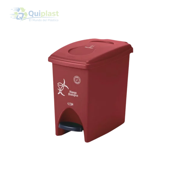 Basurero 10 lt con pedal color rojo reciclaje,