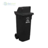 Basurero 132 litros color negro con tapa tipo buzón y ruedas.