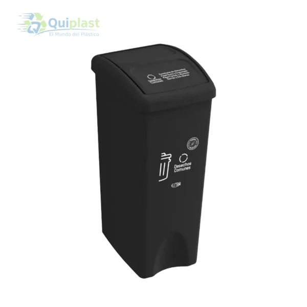 Basurero de 53 litros vaiven color negro reciclaje, consultorios