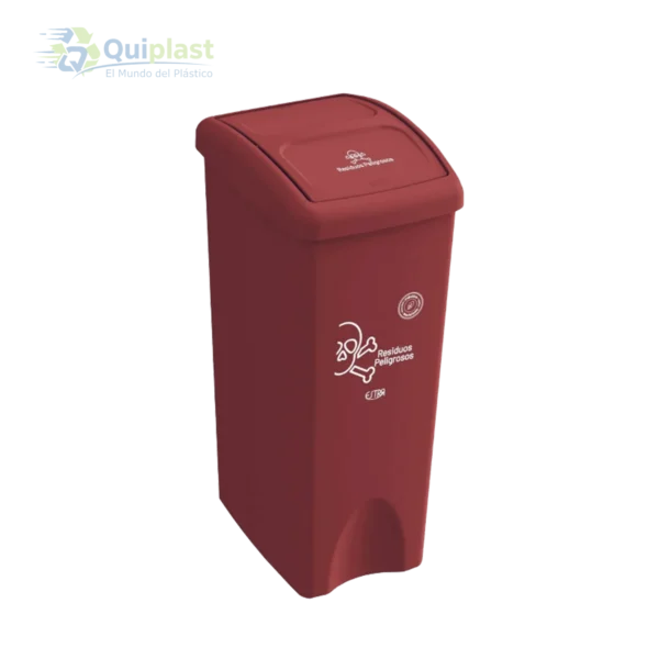 Basurero de 53 litros vaiven color rojo reciclaje, consultorios